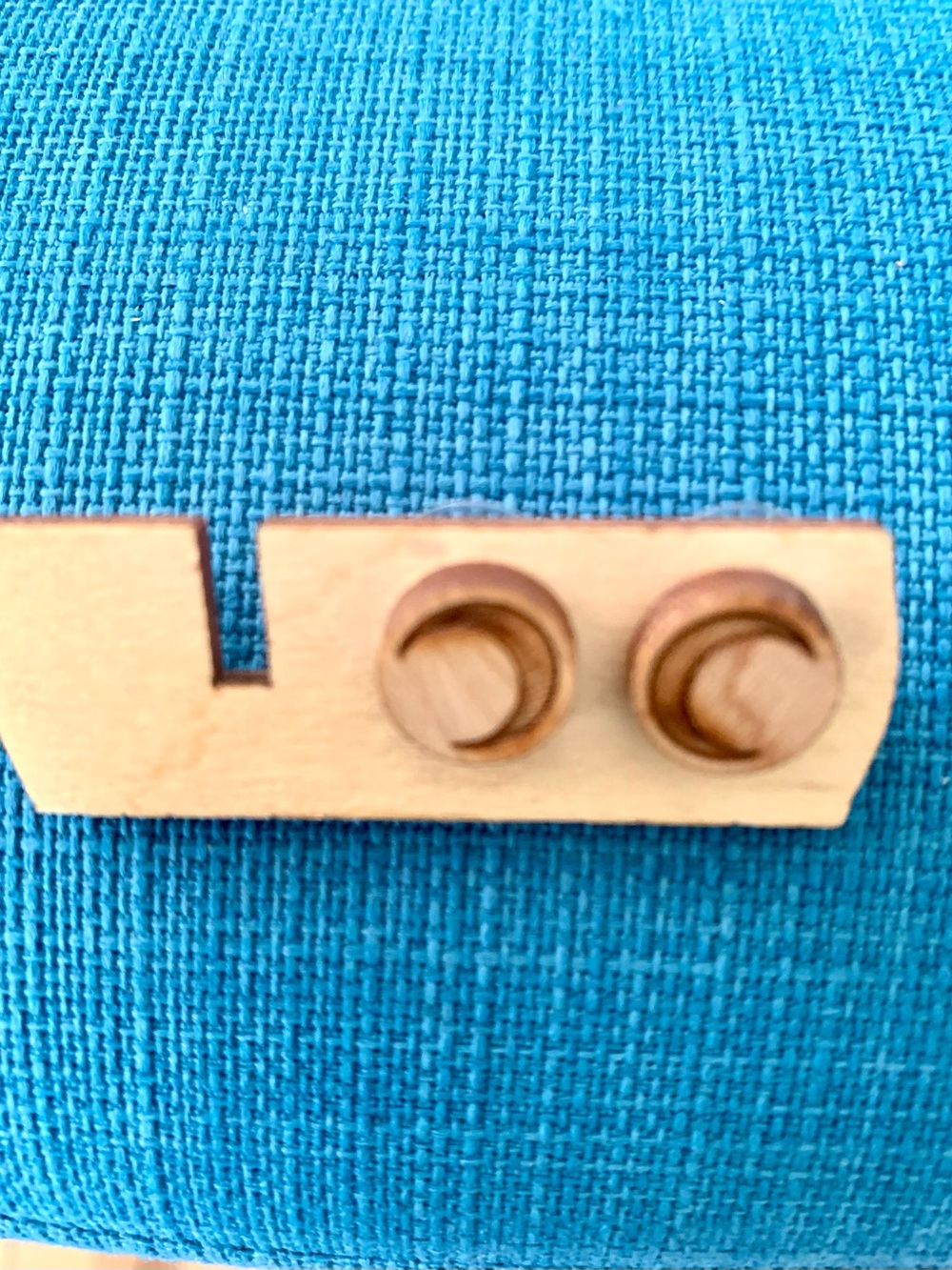 Minimal Wooden Crescent Stud Earrings in Natural Wood